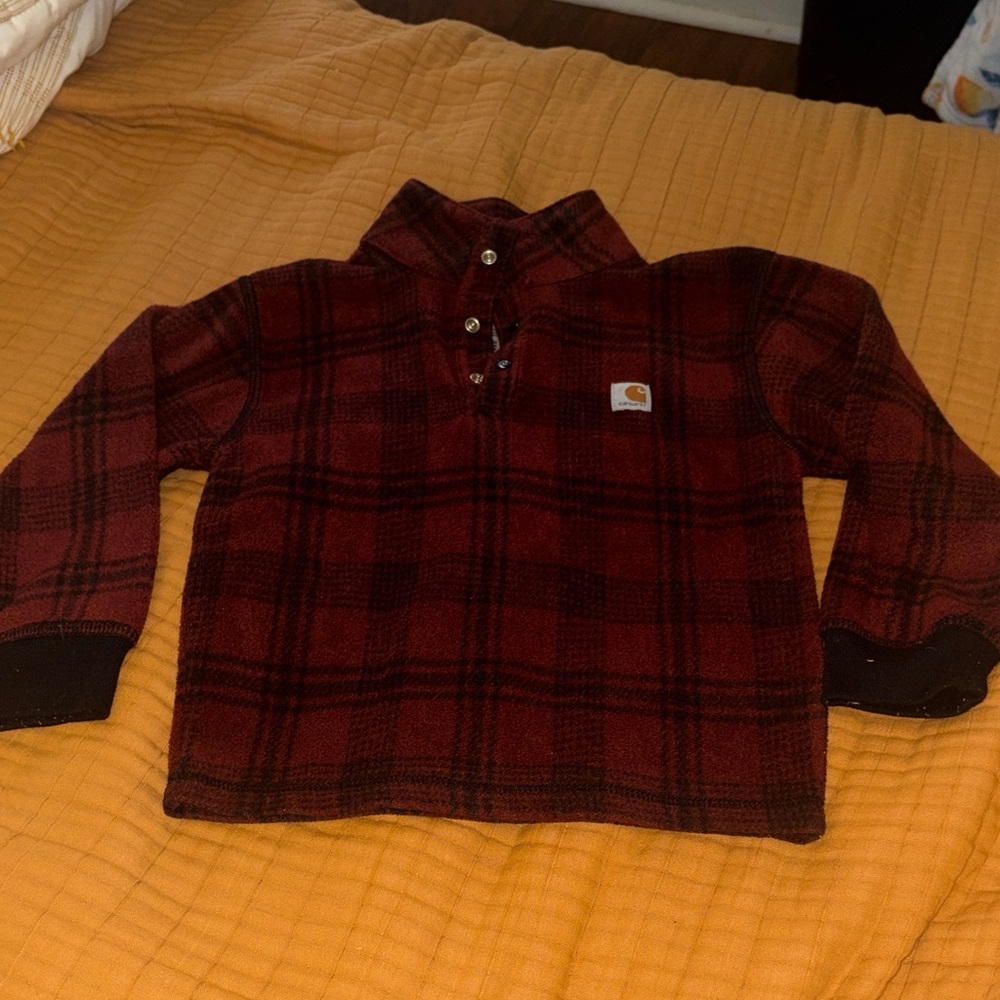 Carhartt Kids Burgundy Plaid Snap Henley Pullover